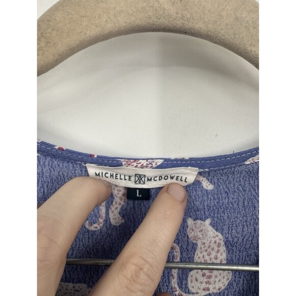 Michelle McDowell Leopard Novelty Animal Dress Women Large Periwinkle Retro - Picture 3 of 6